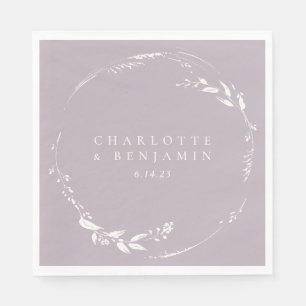 Guardanapo De Papel Dusty Lilac Floral Wreath Monograma Personalizado