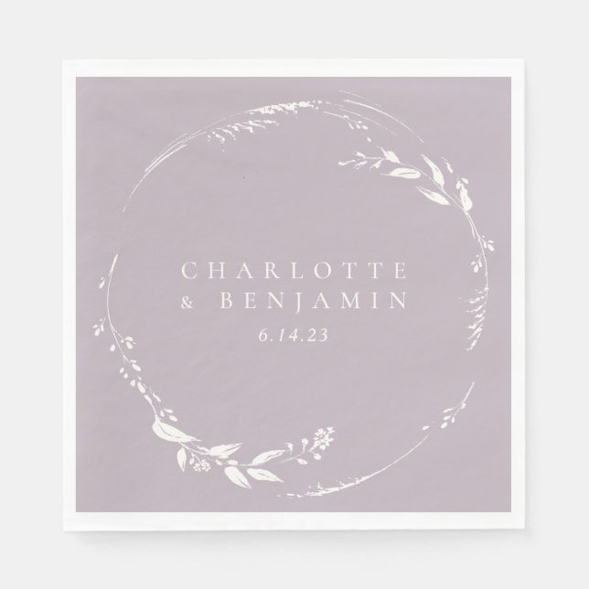 Guardanapo De Papel Dusty Lilac Floral Wreath Monograma Personalizado (Frente)