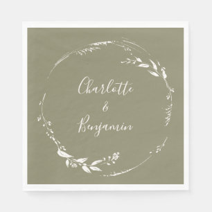 Guardanapo De Papel Dusty Olive Floral Wreath Calliografia Personaliza