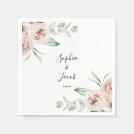 Guardanapo De Papel Dusty Pink Blush Floral Eucalyptus Casamento