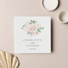 Guardanapo De Papel Dusty Pink Rose Eucalyptus Greenery Casamento