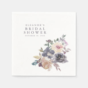 Guardanapo De Papel Dusty Purple Floral Watercolor Name Chá de panela