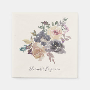Guardanapo De Papel Dusty Purple Floral Watercolor Personalizado
