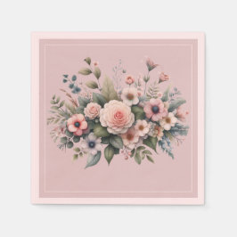 Guardanapo De Papel Dusty Rosa Botanical Wedding Floral Watercolor