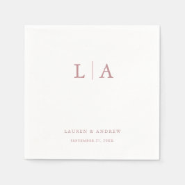 Guardanapo De Papel Dusty Rosa Monograma Simples Casamento Elegante Na