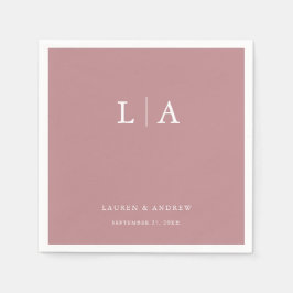 Guardanapo De Papel Dusty Rosa Monograma Simples Casamento Elegante Na
