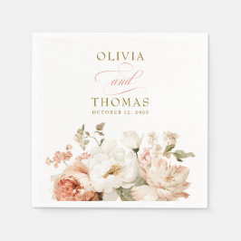 Guardanapo De Papel Dusty Rose and Cream Earthy Botanical Wedding