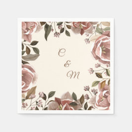 Guardanapo De Papel Dusty Rose Floral Wedding Napkin