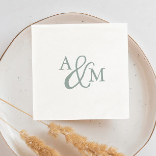 Guardanapo De Papel Dusty Sage Green Ampersand Monograma Wedding