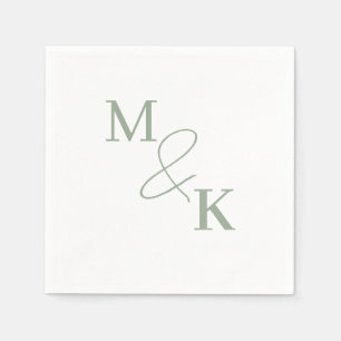 Guardanapo De Papel Dusty Sage Green Ampersand Monograma Wedkin