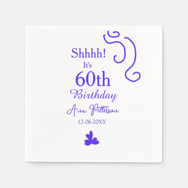 Guardanapo De Papel É 60º aniversário adicionar nome roxo espanhol r (Frente)