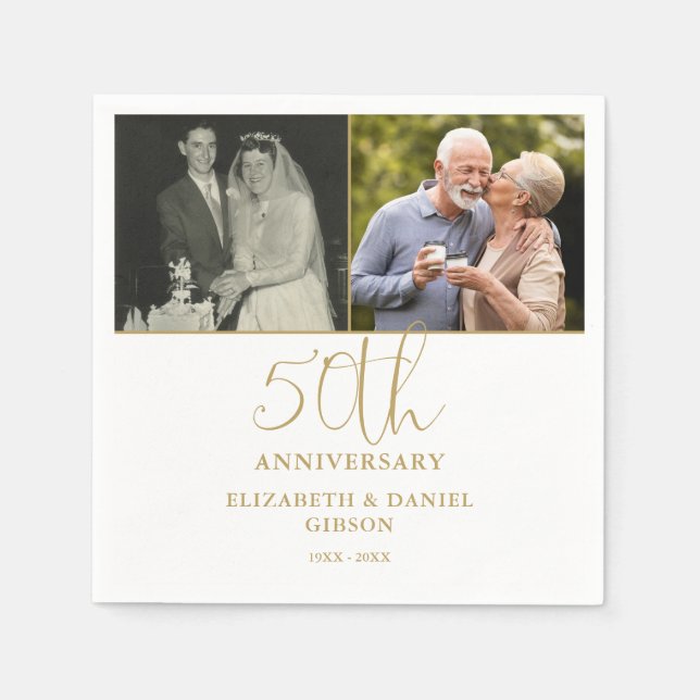 Guardanapo De Papel E agora 2 Foto 50º Aniversário de Casamento (Frente)