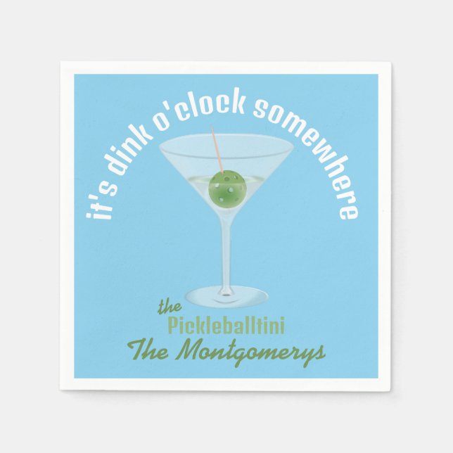 Guardanapo De Papel É Dink O'Clock em Algum Lugar Pickle Martini - Azu (Frente)