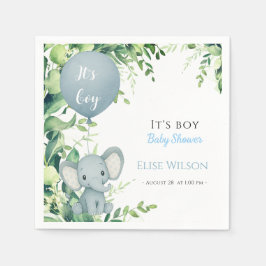 Guardanapo De Papel É garoto! Pequeno elefante bonito com balão