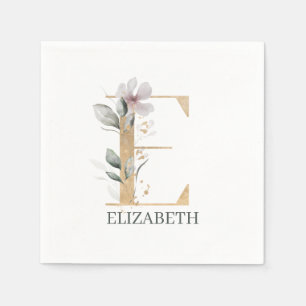 Guardanapo De Papel E Monograma Floral Personalizado