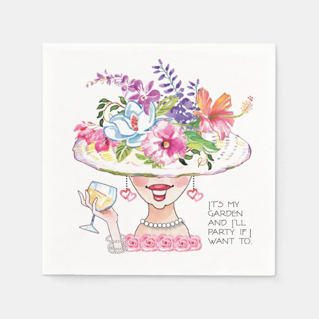 Guardanapo De Papel É o meu jardim e festejo com vinho branco (Frente)
