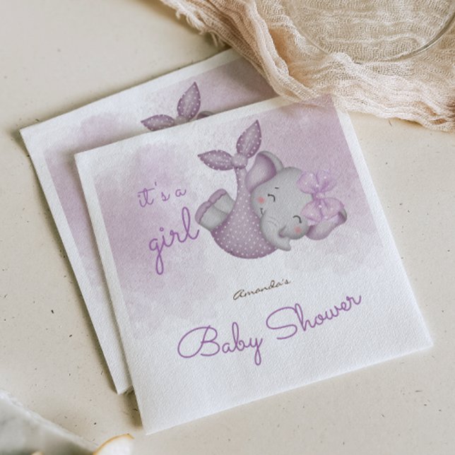 Guardanapo De Papel É um chá de bebê de elefante menina (Criador carregado)