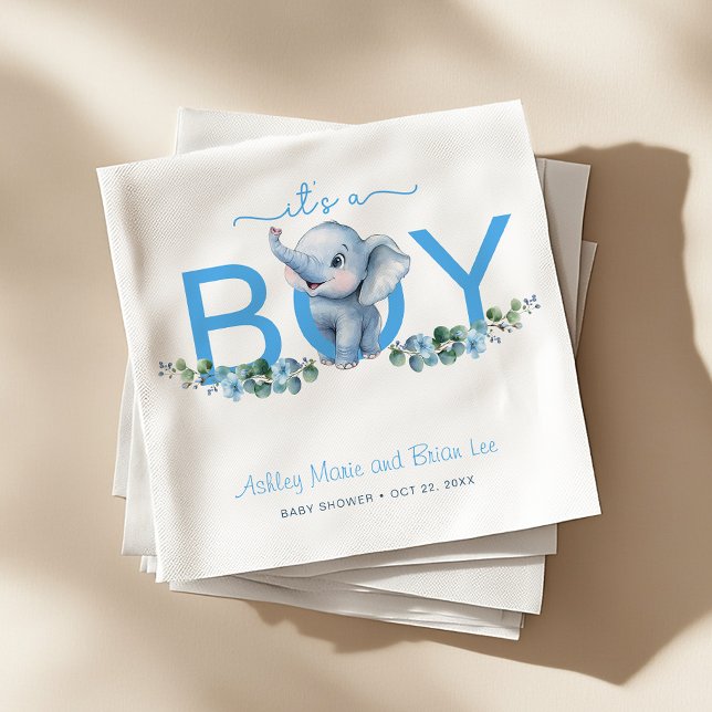 Guardanapo De Papel É um Chá de fraldas de Elefante Garoto Napkins - B (It's A Boy Baby Shower Napkins)