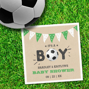 Guardanapo De Papel É um menino! Chá de fraldas de futebol pensado