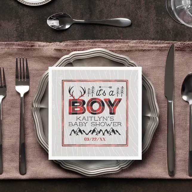 Guardanapo De Papel É um menino! Chá de fraldas de Lumberjack de Xadre (Criador carregado)