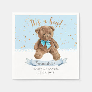 Guardanapo De Papel É um menino! Chá de fraldas do Urso de Teddy