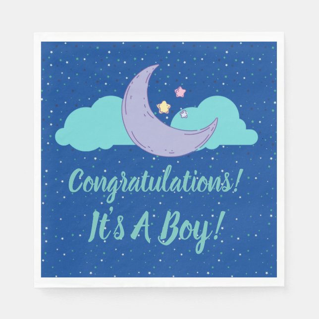 Guardanapo De Papel É um menino! Parabéns chás de fraldas Napkins (Frente)