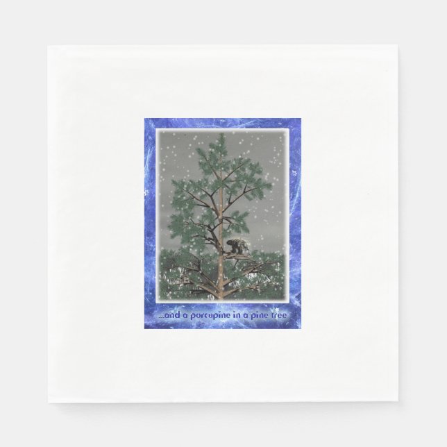 Guardanapo De Papel E Um Porcupine Numa Árvore De Pinheiros (Frente)