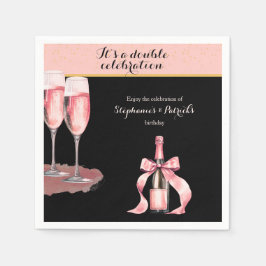 Guardanapo De Papel É uma Celebração Dupla Champanhe Preto Aniversário