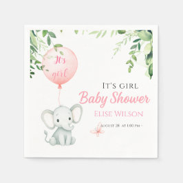 Guardanapo De Papel É uma garota! Pequeno elefante bonito com balão
