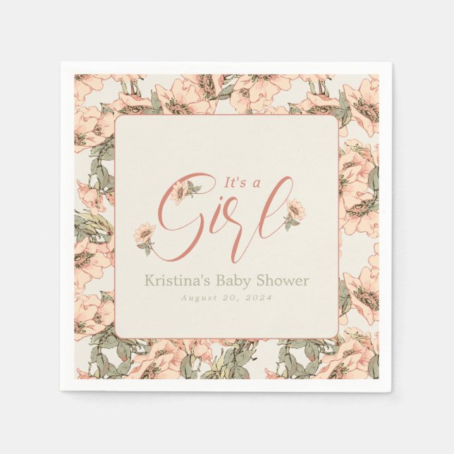 Guardanapo De Papel É uma garota selvagem Rosa rosa botânica (Frente)