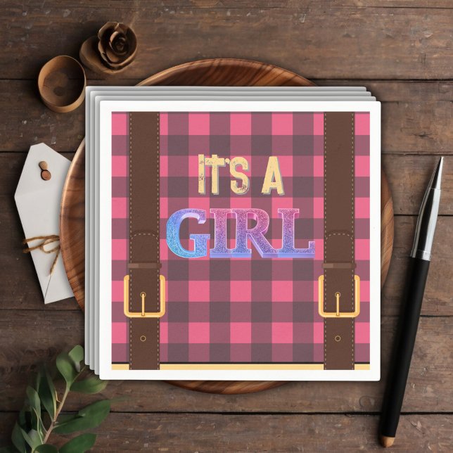 Guardanapo De Papel É uma menina Rustic Lumberjack Flannel Chá de fral (Criador carregado)