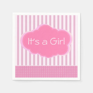 Guardanapo De Papel É uma nuvem rosa-menina e Chá de fraldas stripes