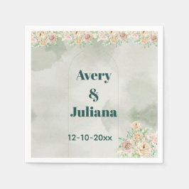 Guardanapo De Papel Earthy Shades Flowers Boho Elegant Sage Green