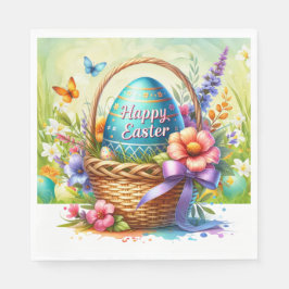 Guardanapo De Papel Easter Basket Eggs & Spring Flowers