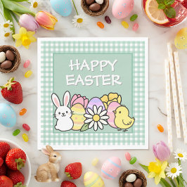 Guardanapo De Papel Easter Brunch & Egg Hunt Green Gingham 