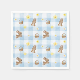 Guardanapo De Papel Easter Bunny Blue Gingham