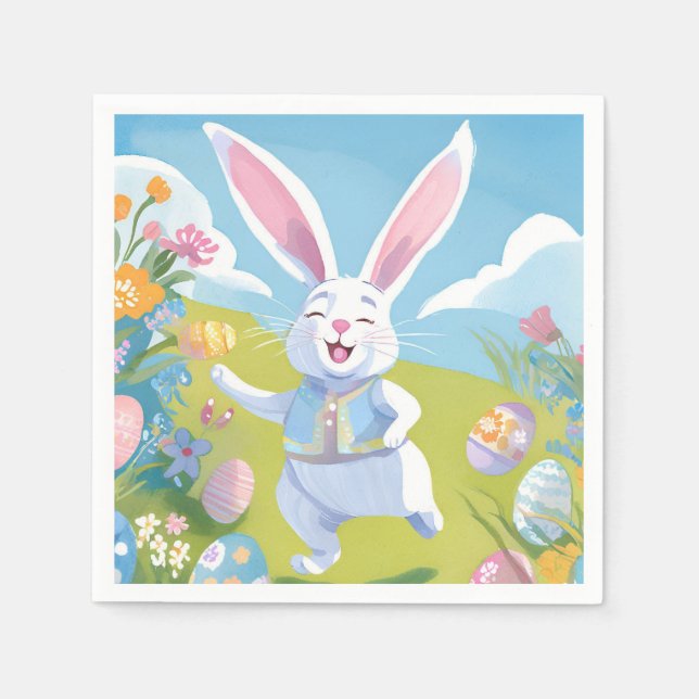 Guardanapo De Papel Easter Bunny | Cute Easter Pastel Wildflower (Frente)