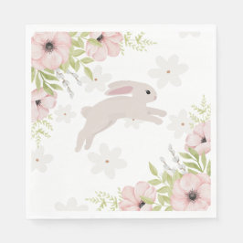 Guardanapo De Papel Easter Bunny Rabbit Pink Flowers