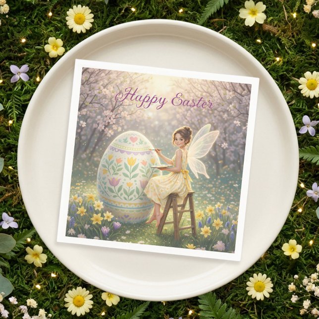 Guardanapo De Papel Easter Fairy Painting Egg Spring (Criador carregado)