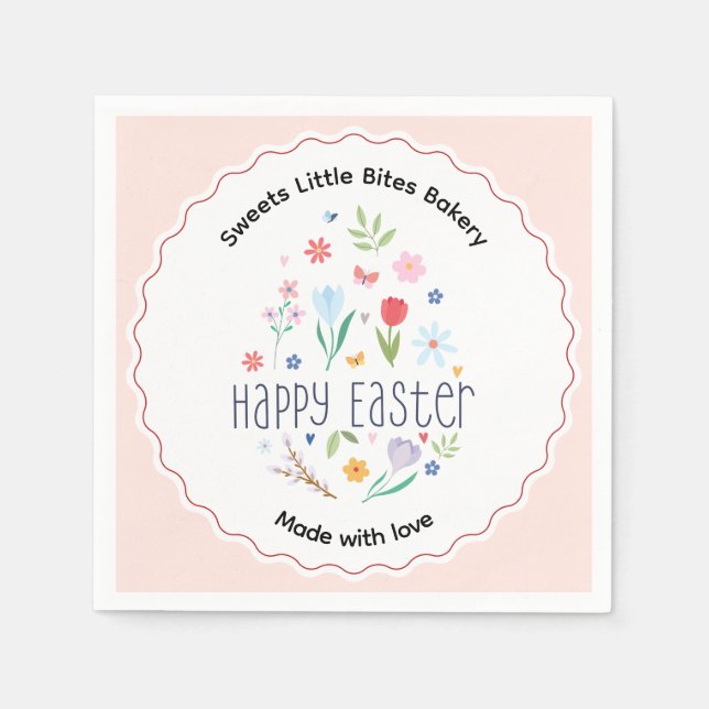 Guardanapo De Papel Easter Made with Love Bakery (Frente)