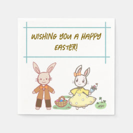 Guardanapo De Papel Easter rabbit in light colors.淡い色のイースターラビット紙ナプキン