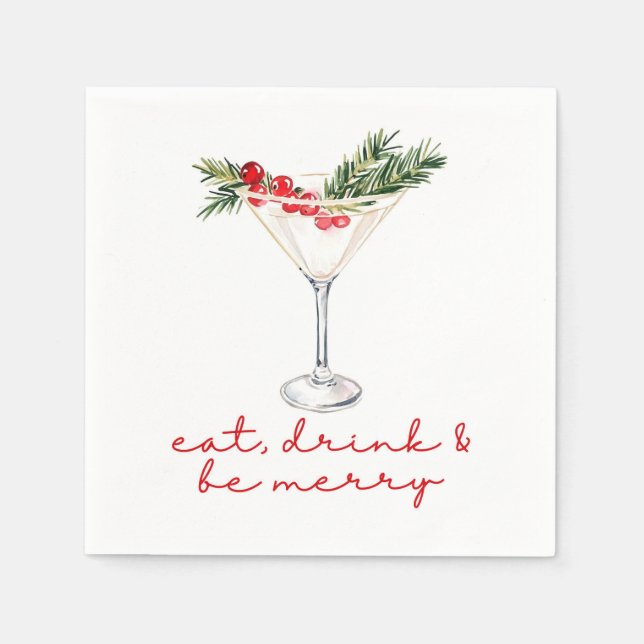 Guardanapo De Papel Eat, Drink, and Be Merry Christmas  (Frente)
