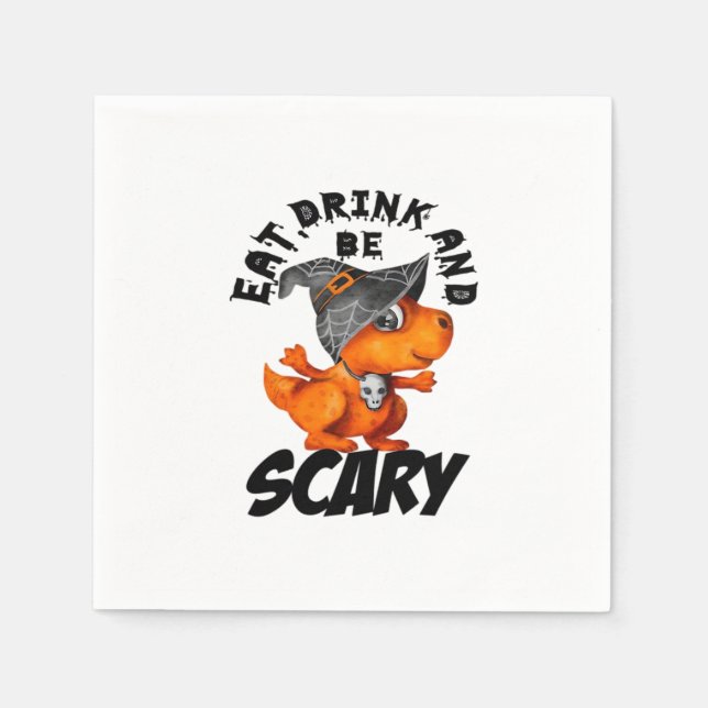 Guardanapo De Papel Eat Drink And Be Scared Funny Quote (Frente)