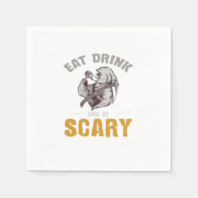 Guardanapo De Papel Eat Drink And Be Scary Reaper Minimal Clean (Frente)