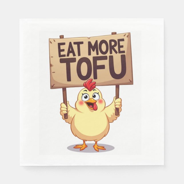 Guardanapo De Papel Eat More Tofu Funny Chicken Protest (Frente)
