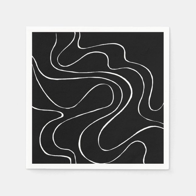 Guardanapo De Papel Ebb e Fluxo 2 - Preto em Branco (Frente)