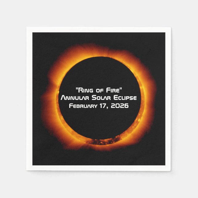 Guardanapo De Papel Eclipse Solar Anelar de 2026 Anelar do Fogo (Frente)