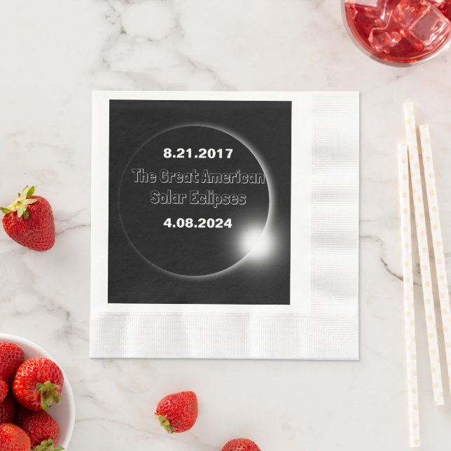 Guardanapo De Papel Eclipse Solar de 2024 e 2017 com Datas Duplas (Insitu)