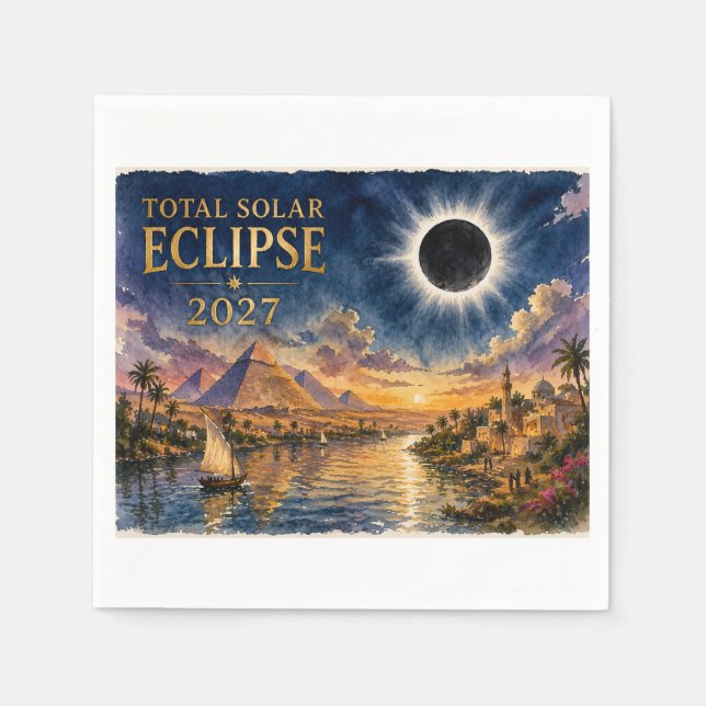 Guardanapo De Papel Eclipse Total Solar 2027 Egito (Frente)