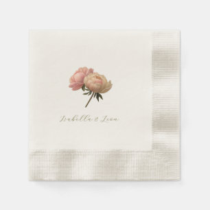 Guardanapo De Papel Ecru Natural Rosa Floral Chic Casamento